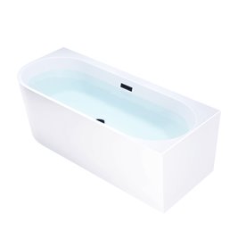 Wanna przyścienna czarny przelew oraz korek narożna prawa 160 cm Mera Hydrosan