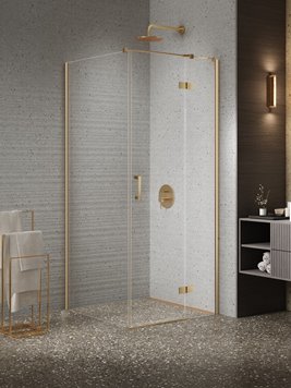 Kabina prysznicowa uchylna prawa kolor złoty szczotkowany 120x110 cm K-4458 New Trendy Nesta Gold Brushed