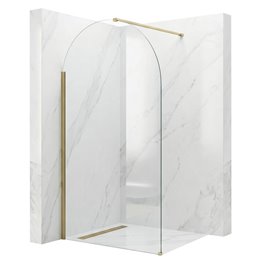 Złota szczotkowana zaokrąglona ścianka prysznicowa Heaven Rea 120 cm Brush Gold