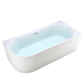Wanna ryflowana przyścienna narożna prawa korek oraz przelew biały 150 cm Rio Hydrosan