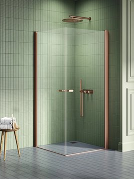 Miedziana szczotkowana kabina prysznicowa kwadratowa 100x100 K-2016 New Soleo Copper Brushed New Trendy
