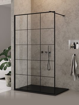 Czarna ścianka prysznicowa rozmiar 120 cm czarna kratka EXK-5550 New Modus Black New Trendy