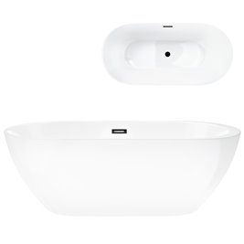 Wanna akrylowa, wolnostojąca Reno Corsan 160 cm korek klik-klak grafit