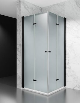 Kabina prysznicowa składana 70x100 cm szkło 6mm mleczne profile czarny mat Swiss Liniger