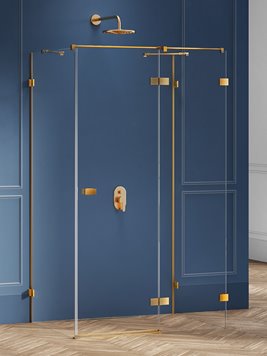 Złota szczotkowana kabina prysznicowa przyścienna prawa 100x70 cm EXK-3112 Avexa New Trendy Gold Brushed