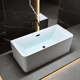 Wanna wolnostojąca czarny przelew oraz korek przyścienna 150 cm Sofia Hydrosan