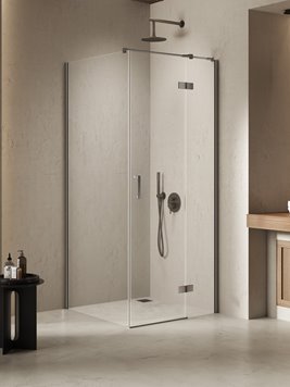 Kabina prysznicowa uchylna prawa kolor stal szczotkowana 100x100 cm K-4741 New Trendy Nesta Gunmetal Brushed