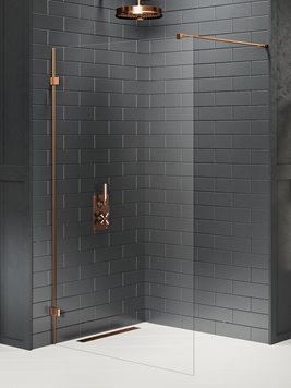 Miedziana ścianka prysznicowa 120 cm szkło 8 mm EXK-7149 Avexa Copper Brushed New Trendy