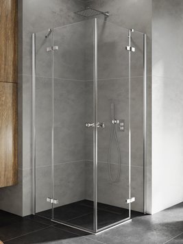 Kabina prysznicowa New Trendy Kalibra 2D drzwi podwójne uchylne kolor chrom 90x90 cm K-5086