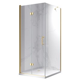 Złota kabina prysznicowa prostokątna drzwi pojedyncze składane 100x80 ZES-KZ20D-GL-100X80