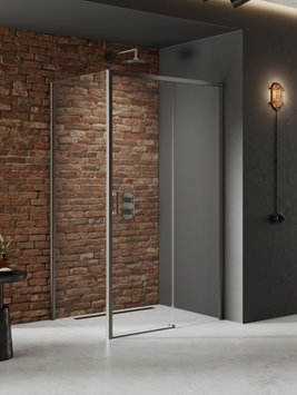 Kabina prysznicowa prostokątna prawa 120x70 kolor stal szczotkowana D-0890A/D-0352B Prime New Trendy Gunmetal Brushed
