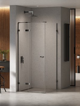 Czarna kabina prysznicowa 100x100 lewa EXK-6160 Eventa Black Chrome New Trendy
