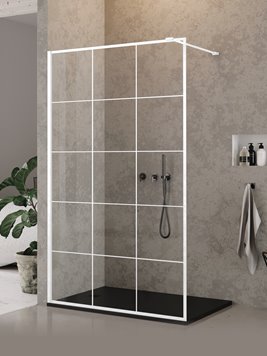 Biała ścianka prysznicowa rozmiar 100 cm biała kratka EXK-2214 New Modus White New Trendy