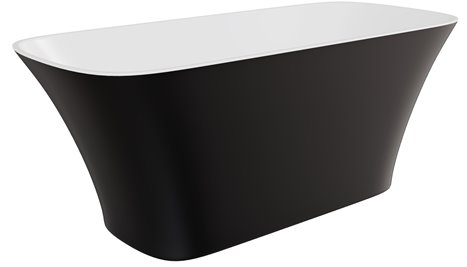 Czarno-biała matowa wanna wolnostojąca z konglomeratu + klik-klak biały 160 cm Assos Matt B&W Besco WMMC-160A