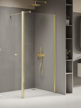 Złota ścianka prysznicowa 120 cm + element ruchomy 34 cm K-1973 New Soleo Light Gold New Trendy