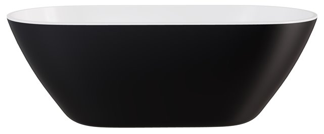 Moya B&W Besco mat czarno biała wanna wolnostojąca 170 cm korek klik-klak czyszczony od góry chrom WMMC-170MKC