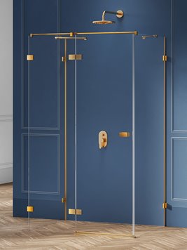 Złota szczotkowana kabina prysznicowa przyścienna lewa 90x120 cm EXK-3081 Avexa New Trendy Gold Brushed
