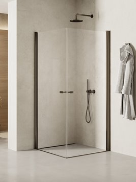 Stalowa szczotkowana kabina prysznicowa prostokątna 80x100 K-2179 New Soleo Gunmetal Brushed New Trendy