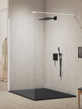 Biała ścianka prysznicowa rozmiar 130 cm matowe wykończenie profili EXK-2207 New Modus White