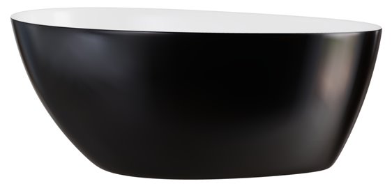Czarno-biała wanna wolnostojąca z konglomeratu syfon czarny Goya 142 B&W Besco WMD-140-GWB