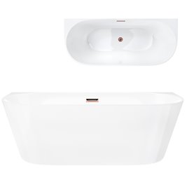 Wanna akrylowa, przyścienna wolnostojąca Mono Corsan 150 cm korek klik-klak miedziany