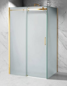 Kabina prysznicowa narożna 90x80 cm szkło 8mm mleczne profile złoty mat Swiss Liniger