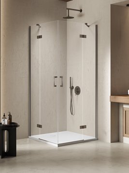 Kabina prysznicowa drzwi podwójne kolor stal szczotkowana 120x120 cm K-4780 New Trendy Nesta Gunmetal Brushed
