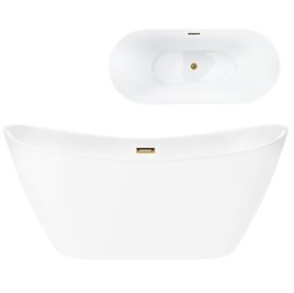 Wanna wolnostojąca akrylowa Nauti Corsan 160 cm korek klik-klak złoty szczotkowany