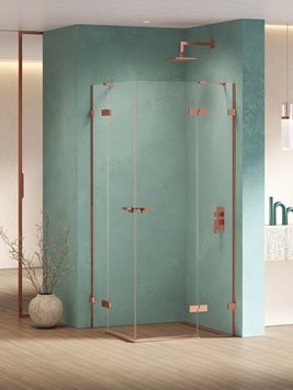 Miedziana kabina prysznicowa podwójne drzwi uchylne 100x100 EXK-6442 Eventa Copper Shine New Trendy