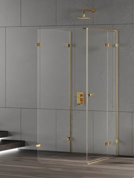 Złota kabina przyścienna z bocznym wejściem 90x90 EXK-4825 Eventa Gold Shine New Trendy