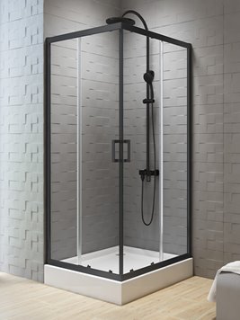 Czarna kabina prostokątna 100x80 cm K-5163 New Varia Black New Trendy