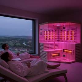 Sauna na podczerwień 6-osobowa 180x180 cm grzejniki kwarcowe i karbonowe Alta7 Infrared