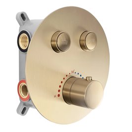 Złoty szczotkowany zestaw prysznicowy podtynkowy z termostatem Lungo Rea Gold Brush