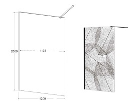 Ścianka prysznicowa z dekorem 120 cm Leafy Besco