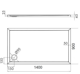 Brodzik prysznicowy na nośniku, 90x140 Merton 90/140/P