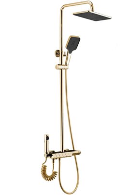 Złoty zestaw prysznicowy z wylewką i termostatem Rob Rea Gold