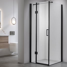 Czarna kabina prysznicowa 80x80 kwadratowa drzwi uchylne KZ1390BA