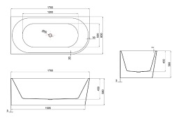 Wanna narożna akrylowa 170 cm lewostronna BT501-17 Bravat