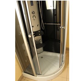 Kabina prysznicowa z hydromasażem niski brodzik czarne ściany 90x90