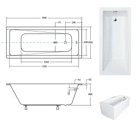 Wanna prostokątna do zabudowy 150 cm Modern Slim Besco