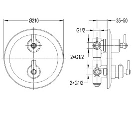 Bateria z termostatem AM5238/6 ORB Armance Omnires