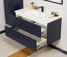 Wisząca szafka z umywalką granatowy mat 100 cm seria Grend Gante