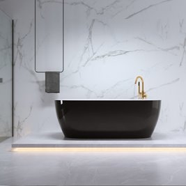Wanna wolnostojąca czarno-biała złoty korek oraz przelew 150 cm Cesana Hydrosan