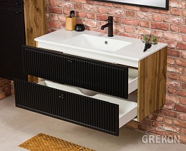 Szafka łazienkowa z umywalką kolor czarny mat wisząca 100 cm Argento Gante