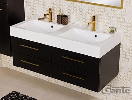 Szafka łazienkowa wisząca czarny mat z umywalką dwie komory 120 cm Nela Belli Gold Gante