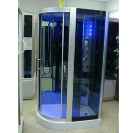 Kabina prysznicowa zabudowana na niskim brodziku 120x85 z sauną Monako Lewa