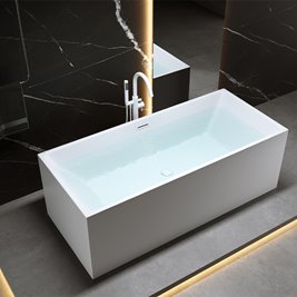 Wanna wolnostojąca prostokątna przelew i korek biały 150 cm Santa Hydrosan