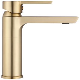 Złota szczotkowana bateria umywalkowa niska Argus Rea Gold Brush