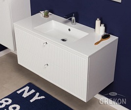 Szafka łazienkowa wisząca z umywalką biały mat 100 cm Argento Gante