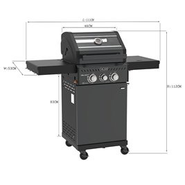 Grill gazowy ZEUS-A kolor czarny ruszt żeliwny moc 8,5 kW + pokrowiec + palnik boczny